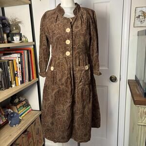 Corduroy Crop Sleeve Button Up Dress Coat